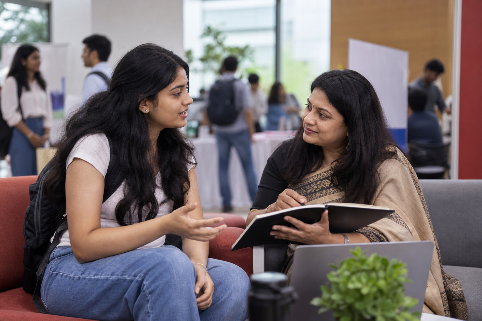 Indian student meeting with a career mentor